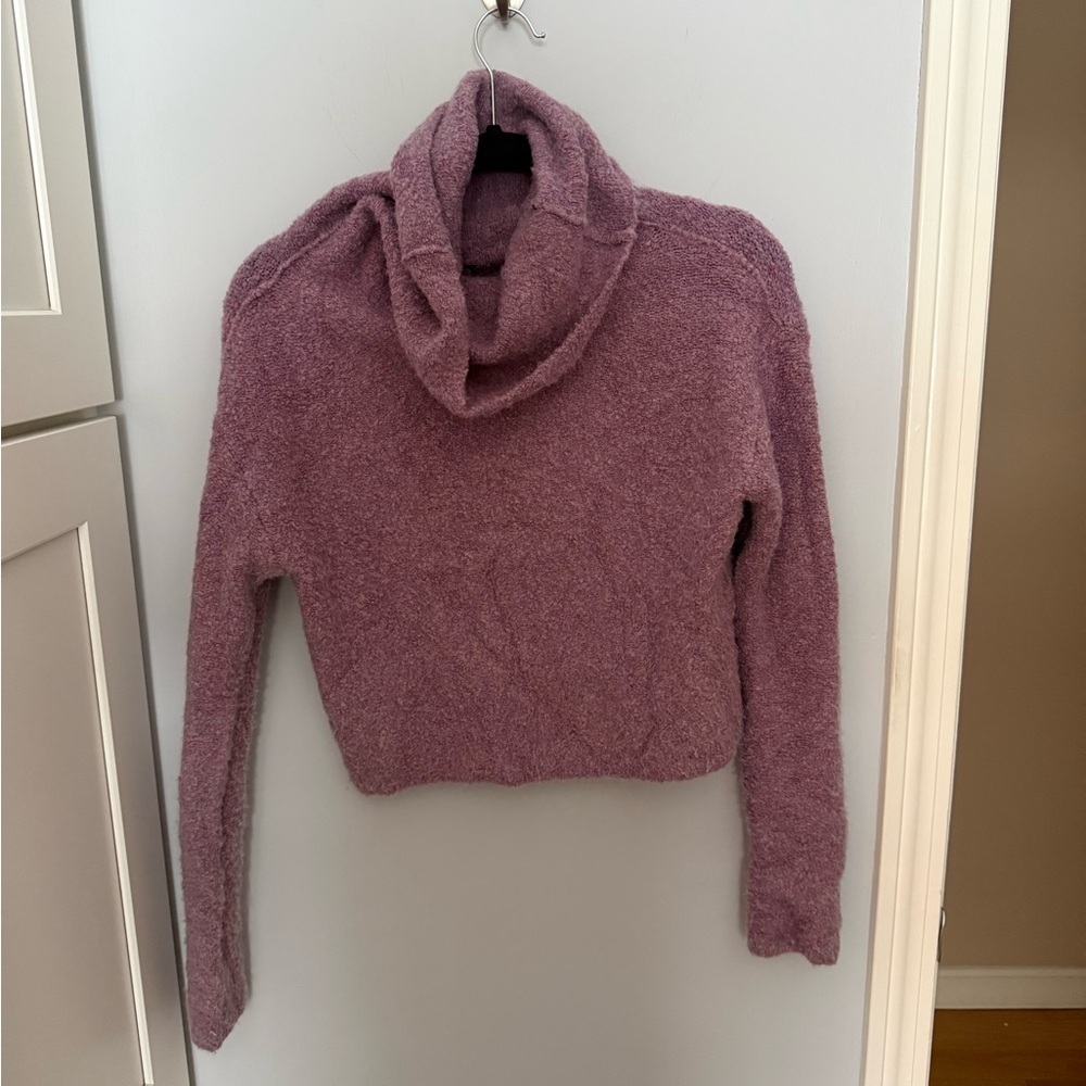 Free People Womens XS Stormy Purple Pink Wool Cowl Neck Pullover Sweater Top
